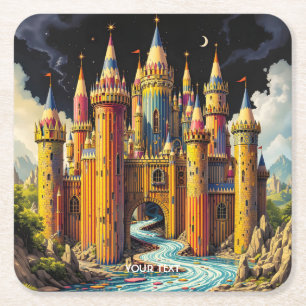 Fantasy Niedliches Schloss von Cappella Santa Mari Rechteckiger Pappuntersetzer