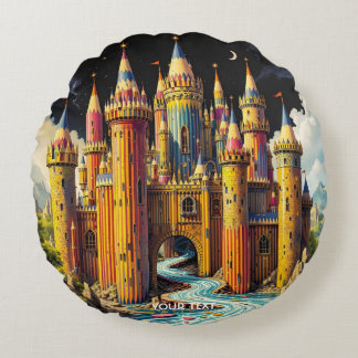 Fantasy Niedliches Schloss von Cappella Santa Mari Rundes Kissen