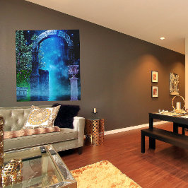 Fantasy Night Blue Light Stretched Canvas Print Leinwanddruck