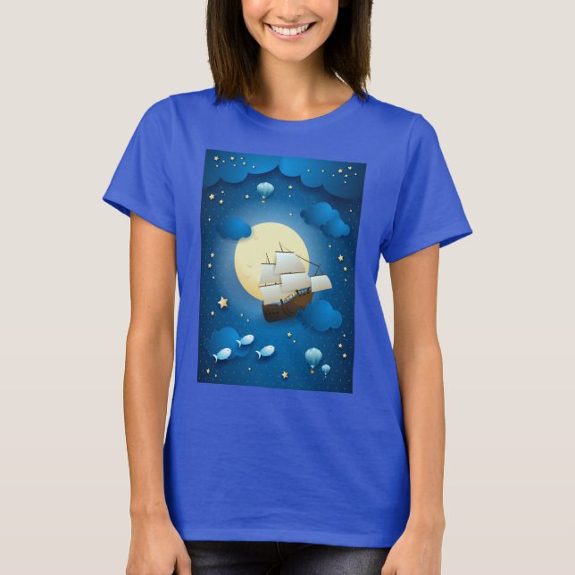 Fantasy Night mit Flying Vessel T-Shirt (Vorderseite)