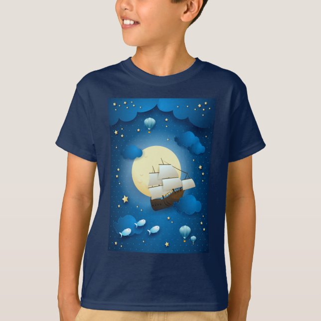 Fantasy Night mit Flying Vessel T-Shirt (Vorderseite)
