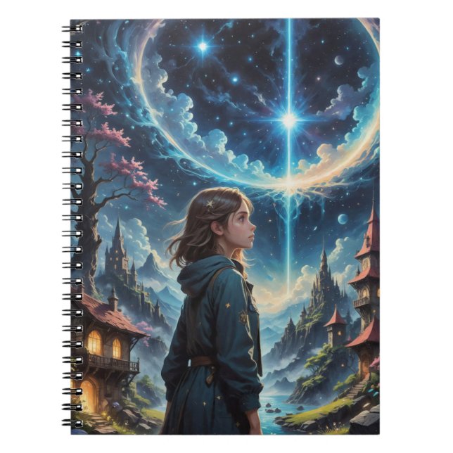 Fantasy Night Sky Szene Notizblock (Vorderseite)