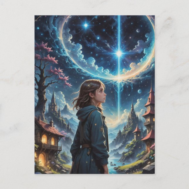 Fantasy Night Sky Szene Postkarte (Vorderseite)