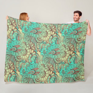 Fantasy Paisley Ornaments Nahtloses Muster 10 Fleecedecke