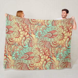 Fantasy Paisley Ornaments Nahtloses Muster 11 Fleecedecke