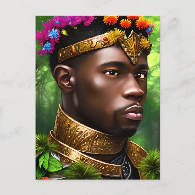 Fantasy Paladin Black Men Portrait Postkarte (Vorderseite)