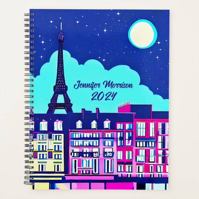 Fantasy Paris unter einem Vollmond Planer (Vorderseite)