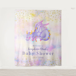 Fantasy Pastel Lila Dragon Baby Dusche Hintergrund Wandteppich