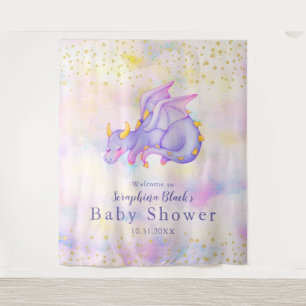 Fantasy-Pastell-Lila-Drache-Baby-Shower-Kulisse Wandteppich