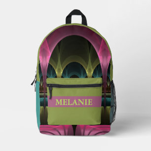 Fantasy Pattern Abstrakt farbiges Fraktal Name Bedruckter Rucksack