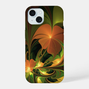Fantasy-Pflanze Abstrakt Grünes Rost-Braun-Fraktal iPhone 15 Hülle