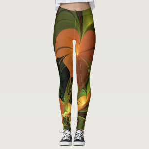 Fantasy-Pflanze Abstrakt Grünes Rost-Braun-Fraktal Leggings