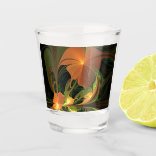 Fantasy-Pflanze Abstrakt Grünes Rost-Braun-Fraktal Schnapsglas