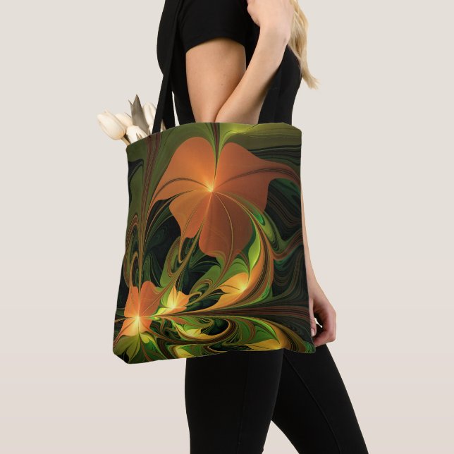 Fantasy-Pflanze Abstrakt Grünes Rost-Braun-Fraktal Tasche (Von Nahem)