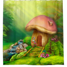 Fantasy-Pilz-Hütte Duschvorhang