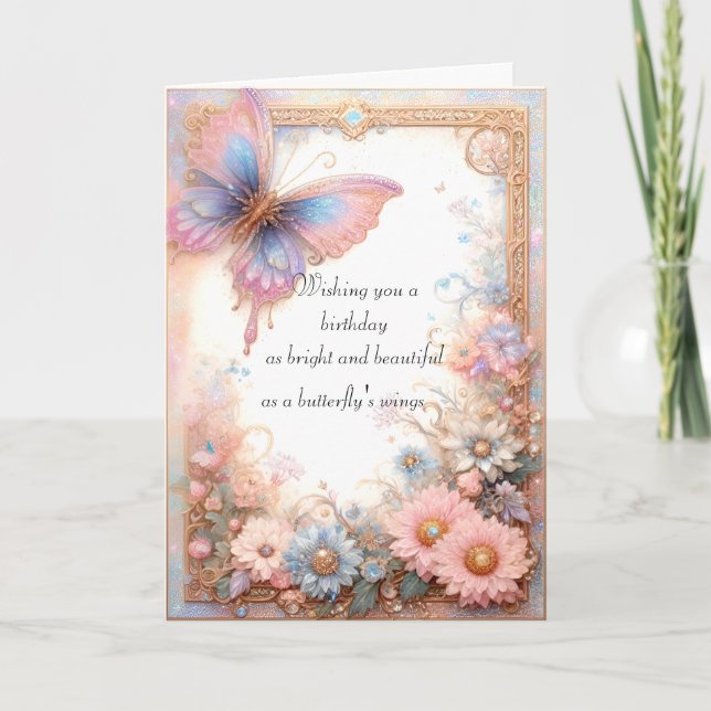 Fantasy Pink Butterfly Card Karte (Vorderseite)