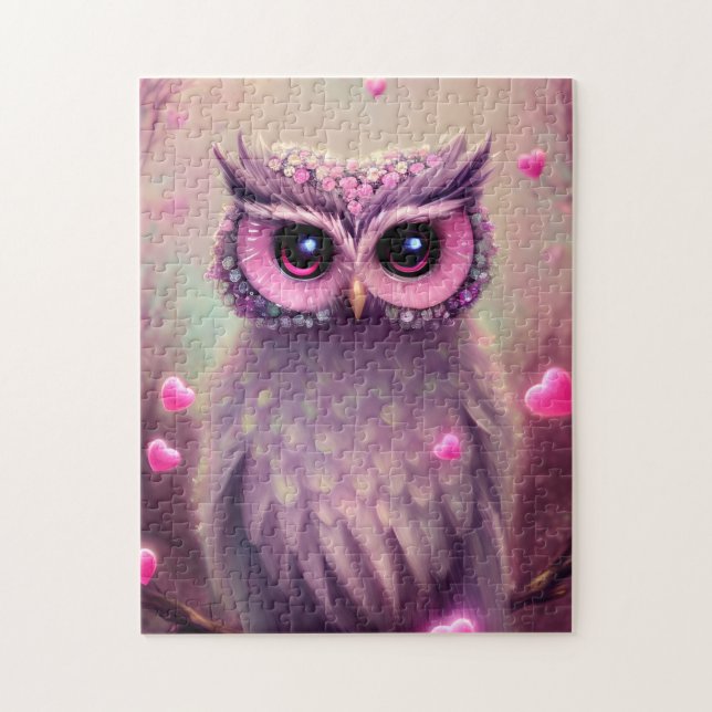 Fantasy Pink Fluffy Kawaii Owl (Vertikal)