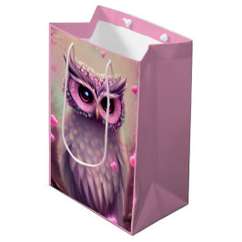 Fantasy Pink Fluffy Kawaii Owl Mittlere Geschenktüte