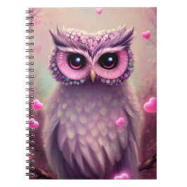 Fantasy Pink Fluffy Kawaii Owl Notizblock