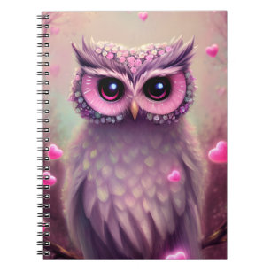 Fantasy Pink Fluffy Kawaii Owl Notizblock