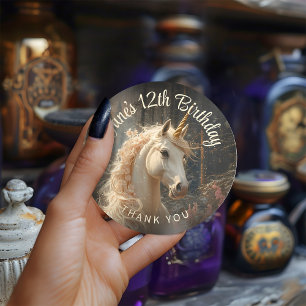 Fantasy Pink Mane Blumenorgel Einhorn Pegasus Verz Runder Aufkleber