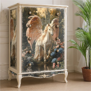 Fantasy Pink und Blauer Wald Einhorn Decoupage Seidenpapier