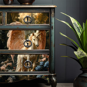 Fantasy Pink und Blauer Wald Einhorn Decoupage Seidenpapier