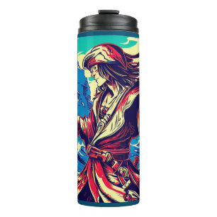 Fantasy Pirate Anime - Holzschnitt 2 Thermosbecher