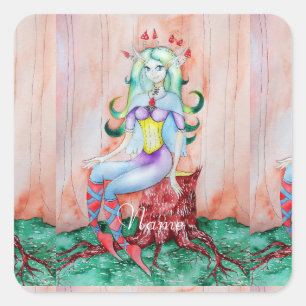 Fantasy Pixie Fairy Thunder_Cove Quadratischer Aufkleber