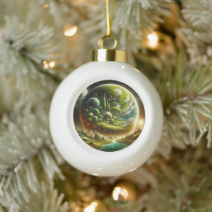Fantasy-Planet – Magische kosmische Natur Keramik Kugel-Ornament
