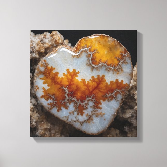 Fantasy Plume Agate Heart Canvas Print Leinwanddruck (Vorderseite)