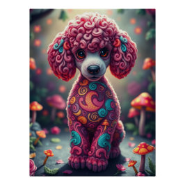 Fantasy Poodle Puppy Art Poster