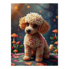 Fantasy Poodle Puppy Art Poster