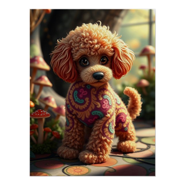 Fantasy Poodle Puppy Art Poster (Vorderseite)