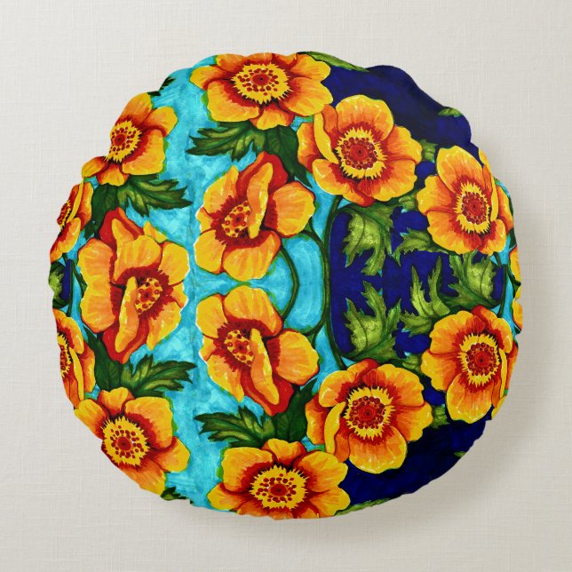 Fantasy Poppies Throw Kissen (Vorderseite)