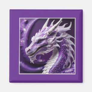 Fantasy-Portrait eines Lila und weißen Drachen Magnet