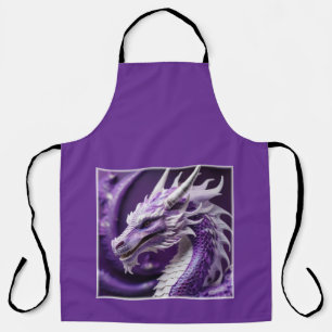 Fantasy-Portrait eines Lila und weißen Drachen Schürze