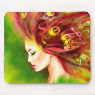 Fantasy Portrait schöne Frau grün Sommer Mousepad