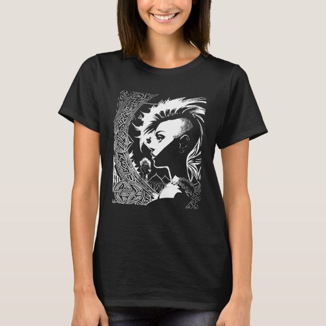 Fantasy Post Punk Celtic Tribal Batcave Girl Gothi T-Shirt (Vorderseite)
