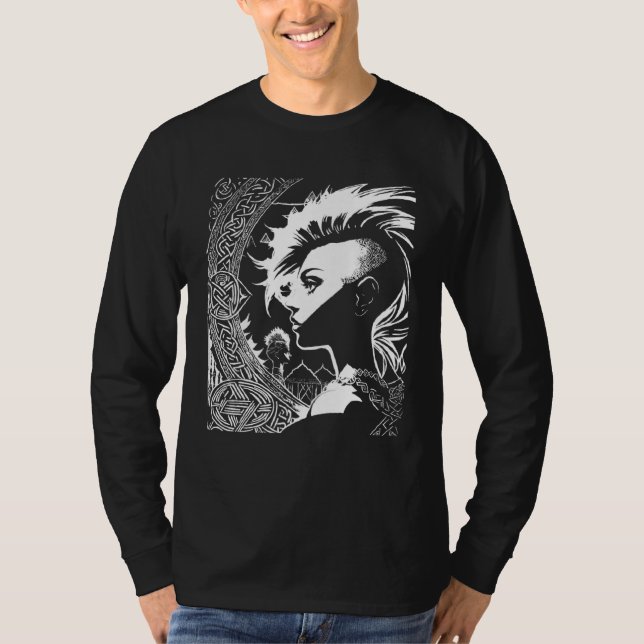Fantasy Post Punk Celtic Tribal Batcave Girl Gothi T-Shirt (Vorderseite)
