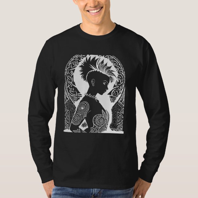 Fantasy Post Punk Celtic Tribal Batcave Girl Gothi T-Shirt (Vorderseite)