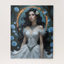 Fantasy Princess mit blauen Rose & Fiery Halo