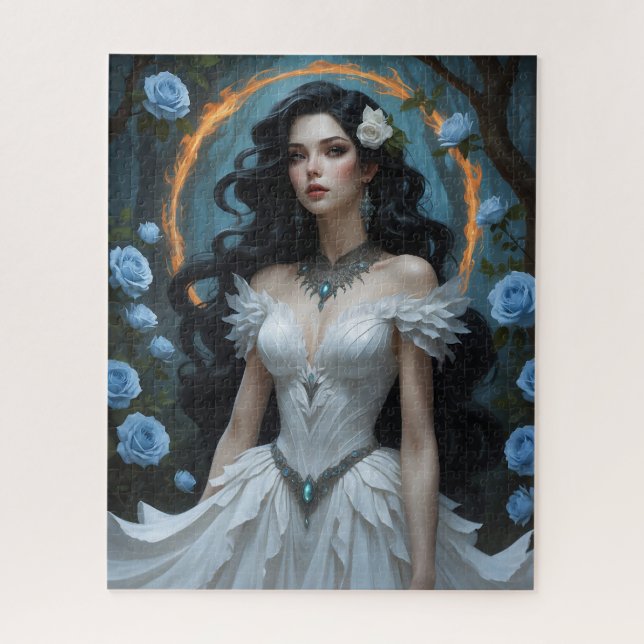 Fantasy Princess mit blauen Rose & Fiery Halo (Vertikal)