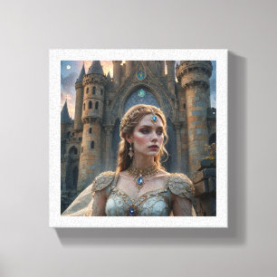 Fantasy Princess mit Blue Gem Necklace auf Schloss Leinwanddruck
