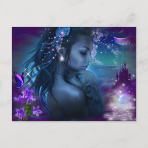 Fantasy Princess mit Welpe Postkarte