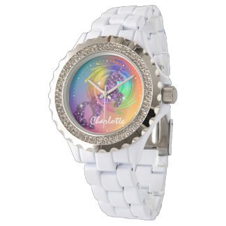 Fantasy Rainbow Unicorn Personalisiert Armbanduhr
