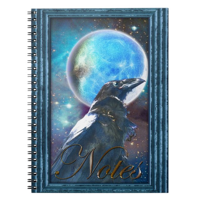 Fantasy Raven & Moon Inspiration Art Notebook Notizblock (Vorderseite)