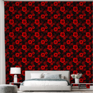 Fantasy Red and Black Dschungel Floral Tapete