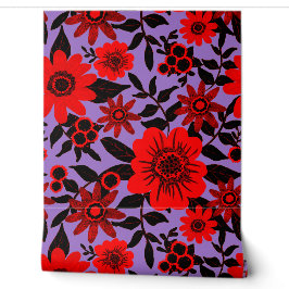Fantasy Red and Purple Jungle Floral Tapete