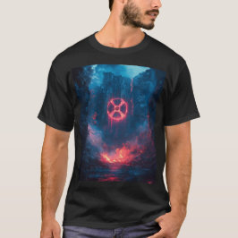 Fantasy Red Radioactive Symbol Digital Art T-Shirt